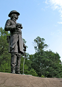 Photo of Governour K. Warren atop Little Round Top - Gettysburg