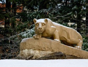 Nittany Lion with snow