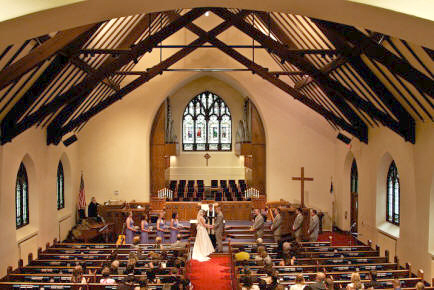 State College Presbyterian wedding no flash