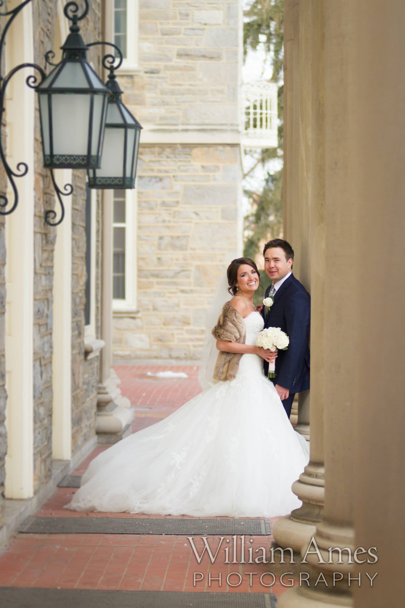 Penn State Wedding photo at Old Main Columns
